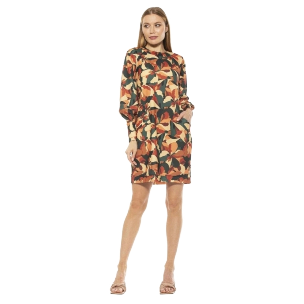 Alexia Admor Raglan Dress Abstract camo print.